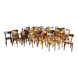 Set of 50 mismatched bistro chairs bentwood french Restaurant