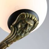 Lustre Art Déco en laiton et opaline, 1930