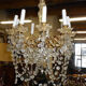 8-bulb string chandelier with crystal drops