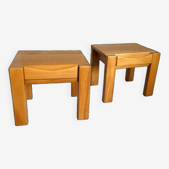 Pair of elm bedside tables, 1970