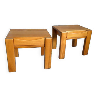 Pair of elm bedside tables, 1970