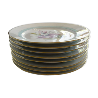 Lot of 8 porcelain plates "Old Paris" floral decoration