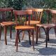 Lot 4 chairs bistro in curved wood years 40/50
