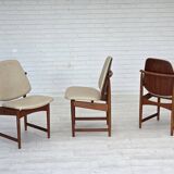 Années 1960, design danois par Arne Vodder, ensemble de 3 chaises, bois de teck, meubles