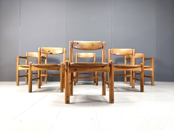 Copie de chaises de salle à manger en bois de pin Rainer Daumiller pour le set de 6 Hirthals Savvaerk.