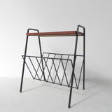 Table à carreaux vintage avec porte-journaux, porte-revues