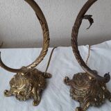 2 bronze and glass lamps