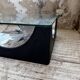 Table basse socle moulé et chrome, années 70