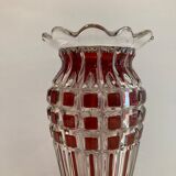 Large faceted glass vase 60s - retro -vintage -deco