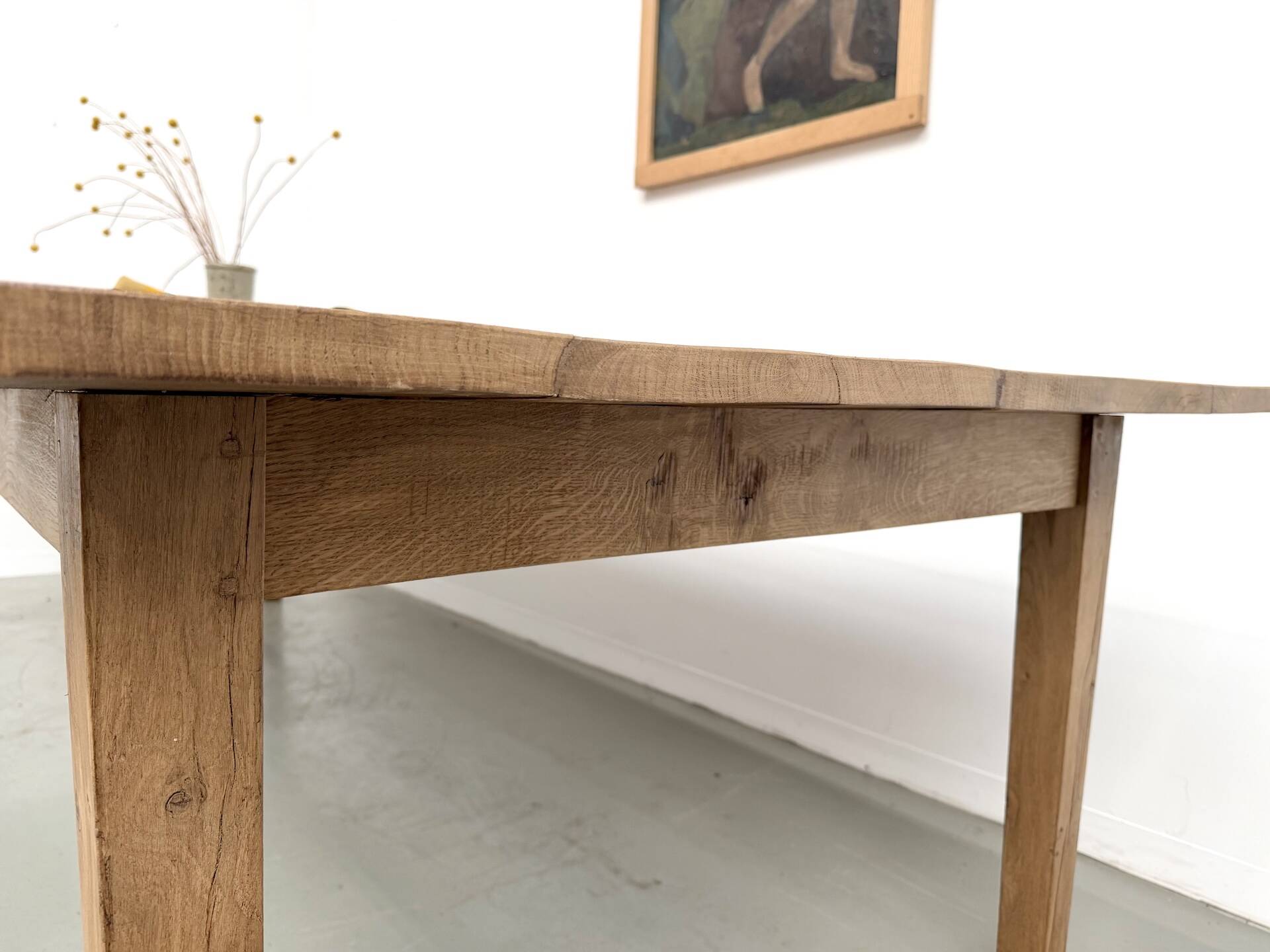 Very large farmhouse table in solid oak, 1950s – L300 cm