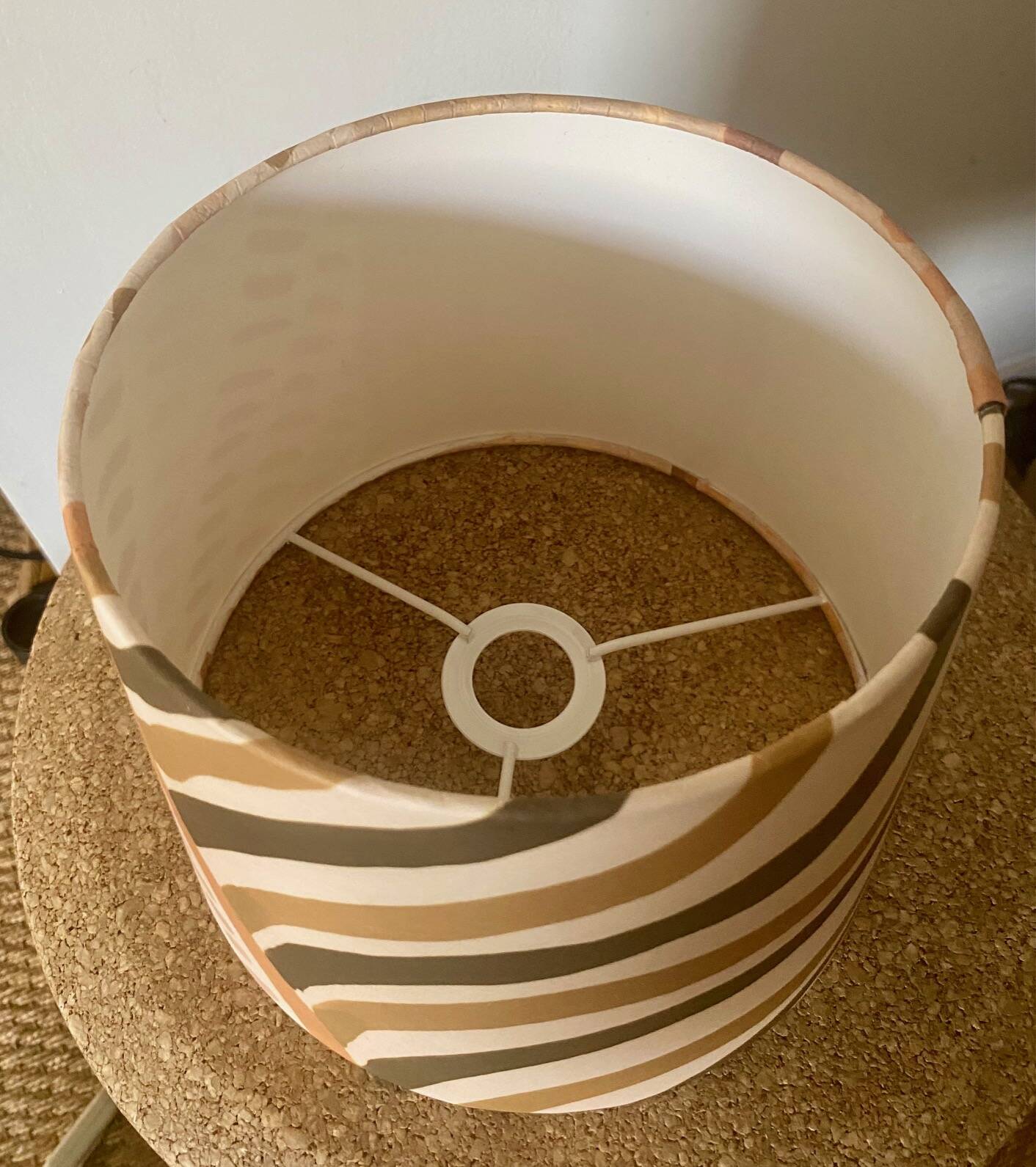 Vintage solid wood lamp - 1970s/1980s - handmade lampshade