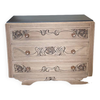 Art deco chest of drawers in solid oak