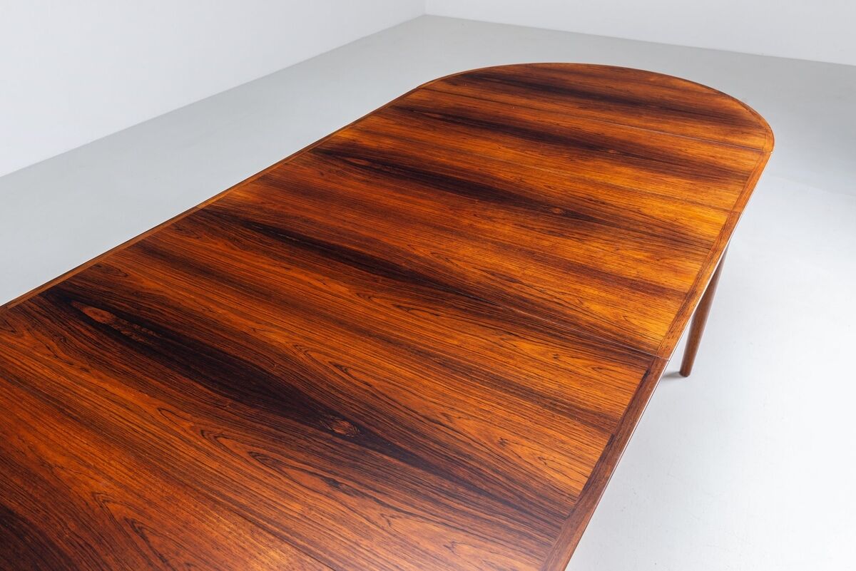 Table à manger à rabat modèle 227 d'Arne Vodder en palissandre Sibast 1960