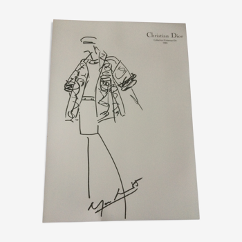 Christian dior, vintage press black and white fashion sketches