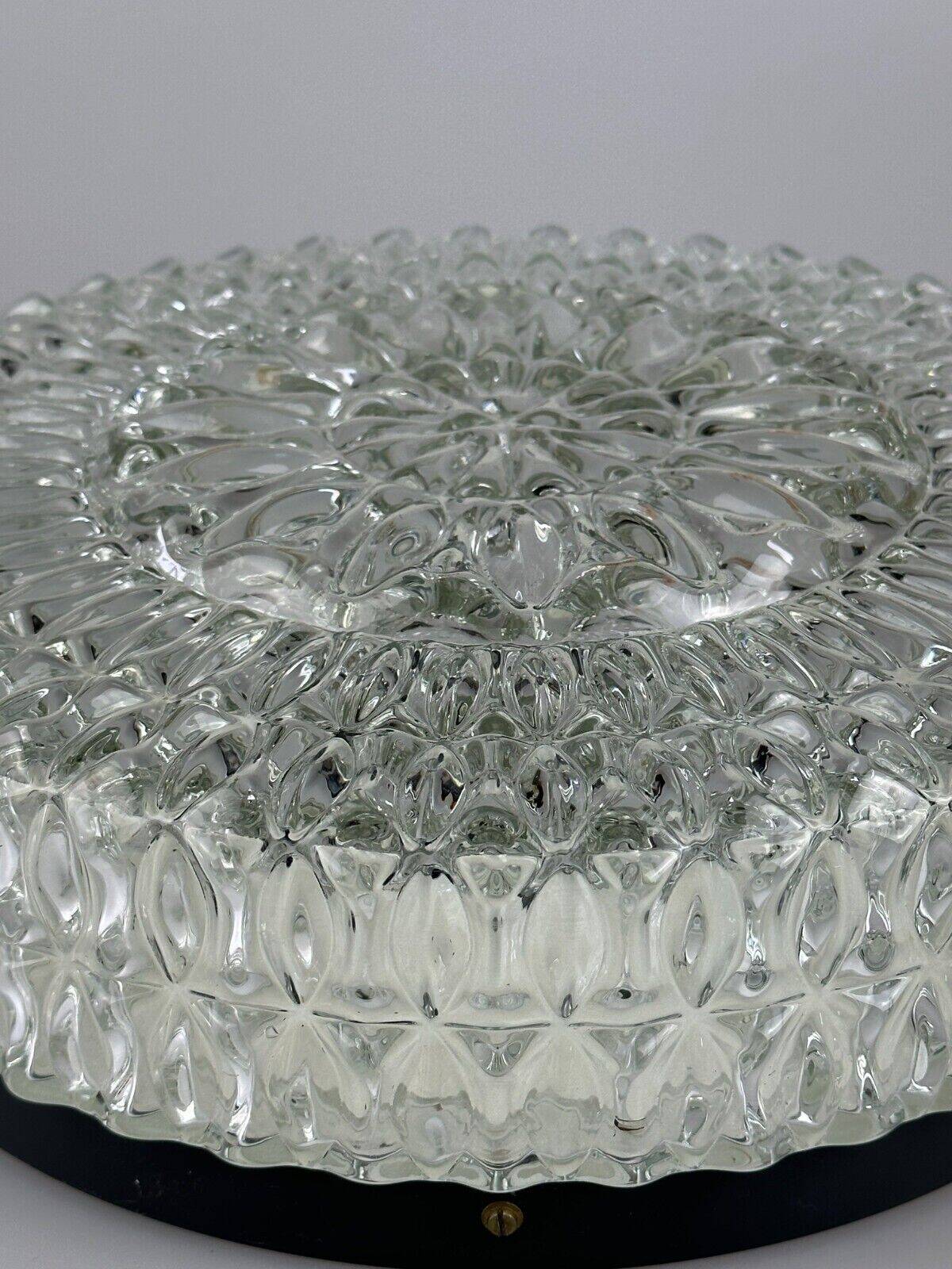 60s 70s ceiling lamp Hustadt Leuchten Germany Plafoniere glass & metal