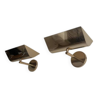 Paire d'appliques vintage orientables laiton massif France 1970
