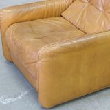 Brutalistic italian leather living room set, 1970, set of 2