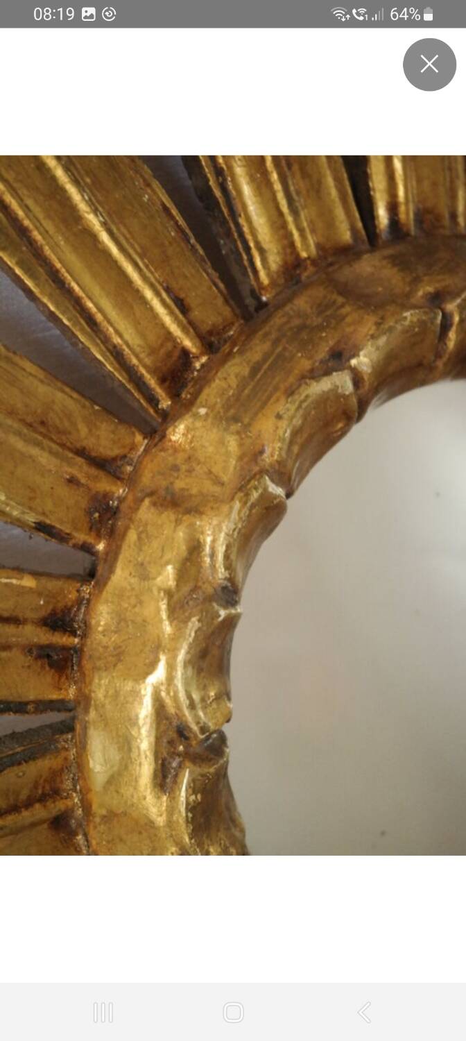 Vintage golden sun mirror