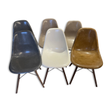 Lot of 6 Eames chairs from the 60s (4 colours) genuine fibreglass + new legs.