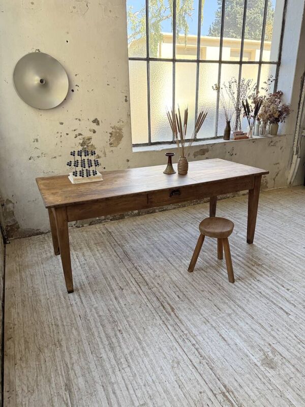 Table de ferme pin et chêne + noyer 1950
