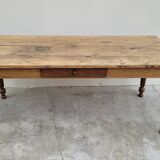 Rustic farmhouse table in solid oak Louis Philippe style -1m84