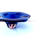 Organic-shaped intense blue Murano glass trinket bowl circa 1970