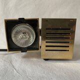 Old spot lamp, square, golden, to table, Aric cubes 70s
