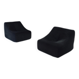 Mid-Century Modern French Corduroy Lounge Chairs, 1970s, Set of 2