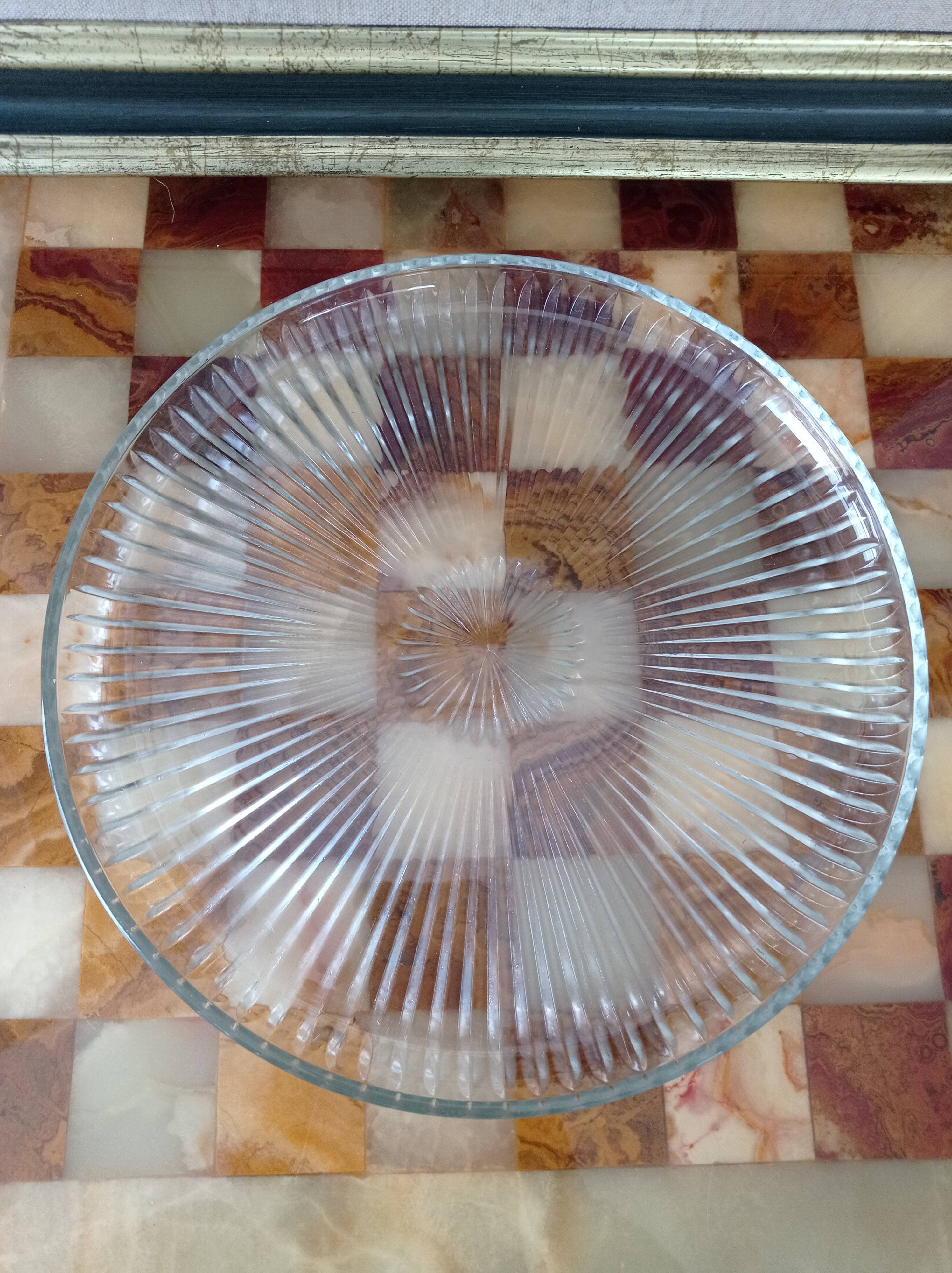 Vintage VMC Reims plat à gâteau et cloche en verre taillé