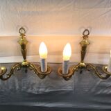 Pair of bronze wall lamps 2 lights