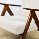 Vintage armchair B-310 VAR beige boucle dark structural wood 1970s - 2 pieces available