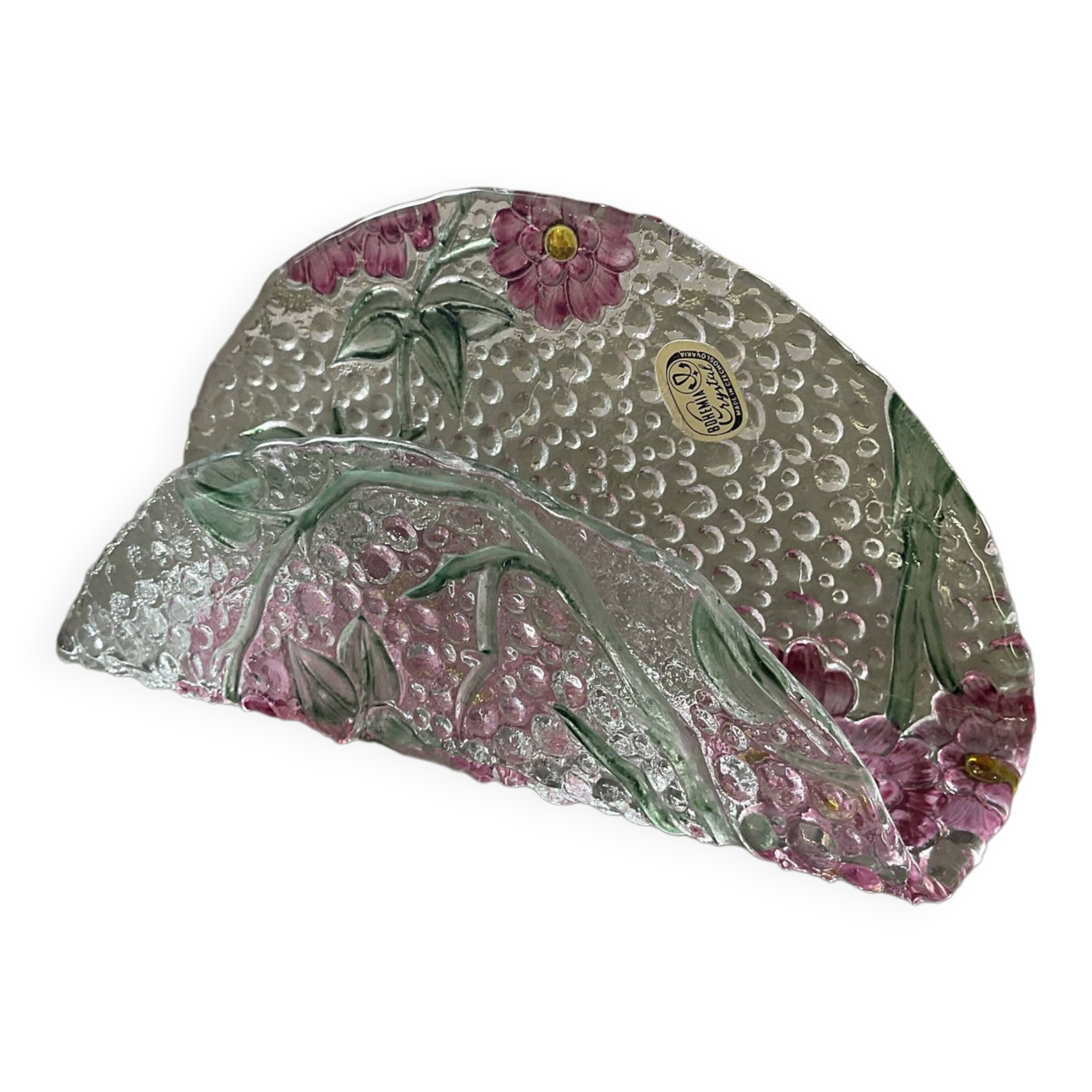 Vintage bohemian crystal mail holder Czechoslovakia