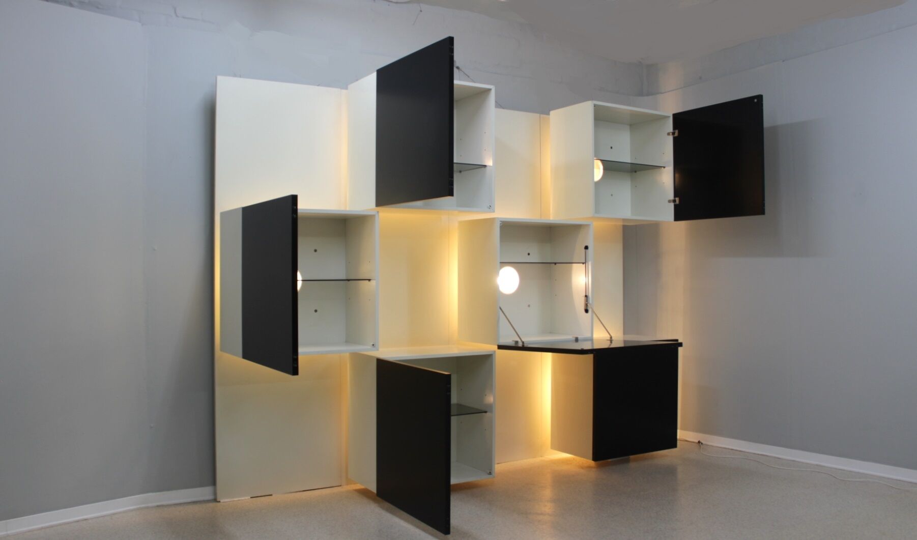 Backlit Bookcase Roberto Monsani for Acerbis 1970s