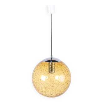 Vintage amber glass ball pendant light