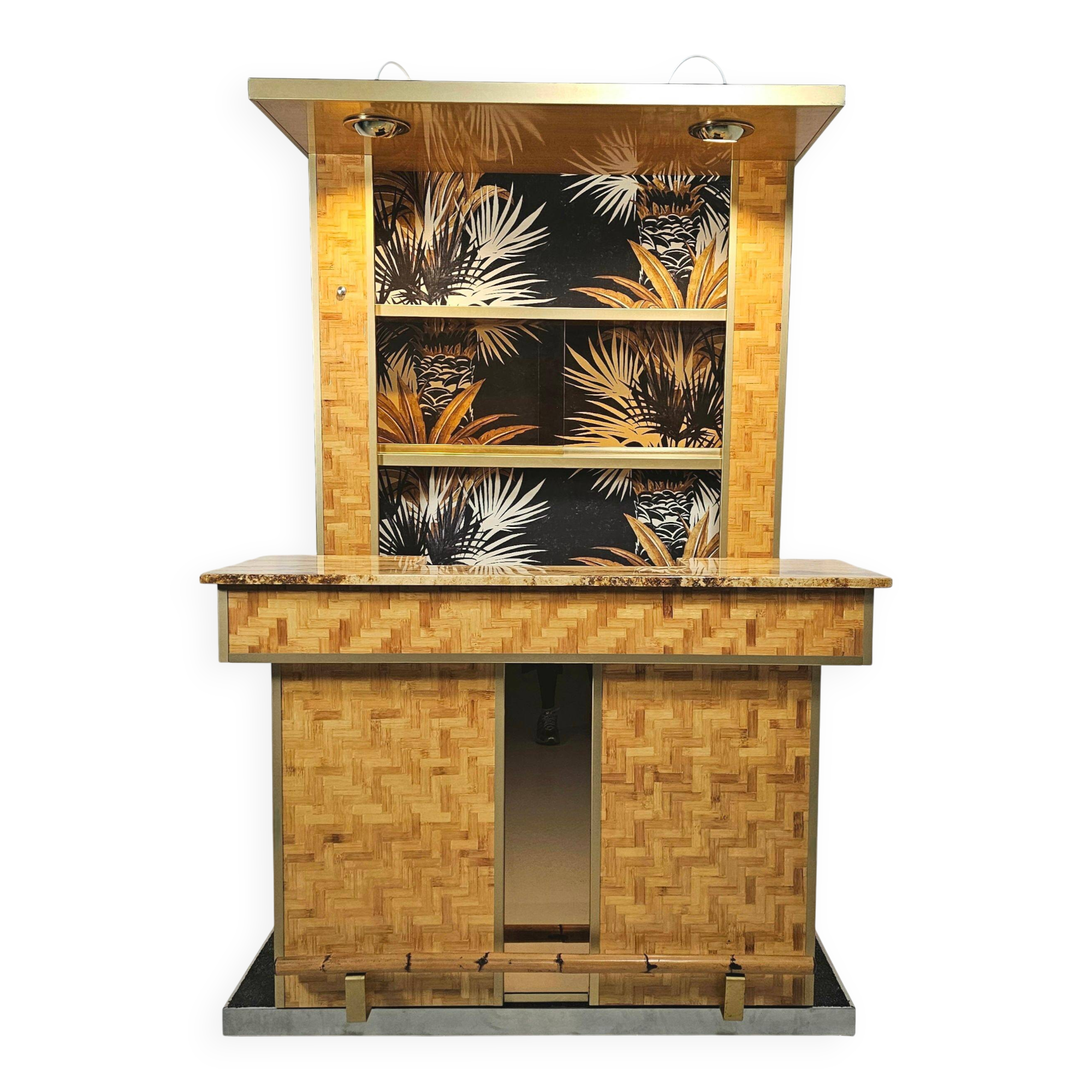 Bar with pressed bamboo stools, Italy, 1970