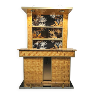 Bar with pressed bamboo stools, Italy, 1970