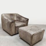 Vintage leather DS47 armchair ottoman De Sede