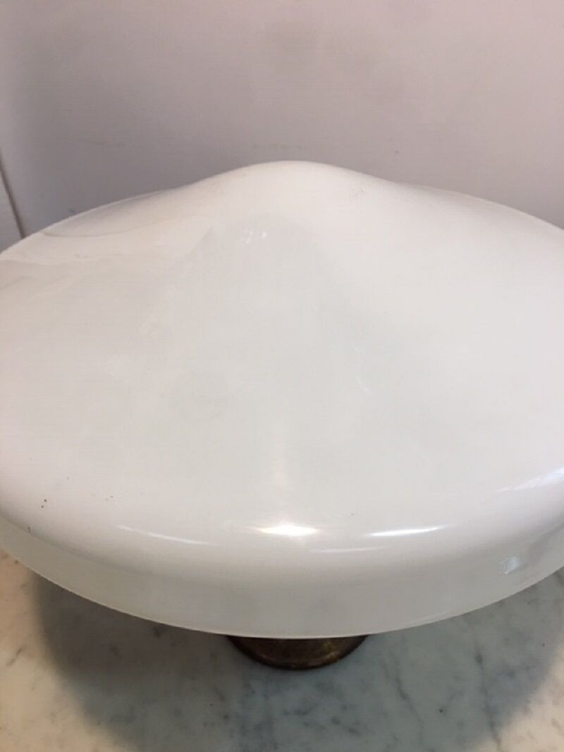 Ancient copper and opaline 1960 ceiling lamp