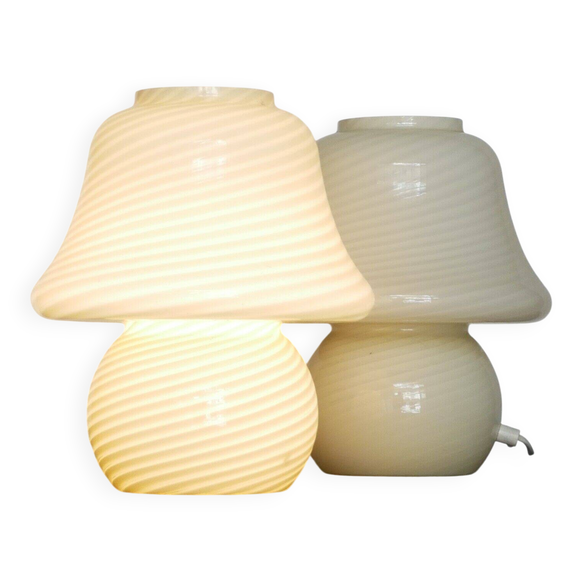 Paire de lampes de table Murano des années 1960 - Verre tourbillonnant