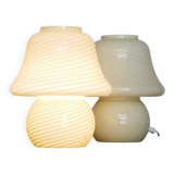 Paire de lampes de table Murano des années 1960 - Verre tourbillonnant