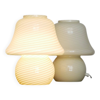 Paire de lampes de table Murano des années 1960 - Verre tourbillonnant