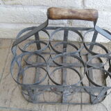 Zinc bottle holder and 6-compartment wooden handle