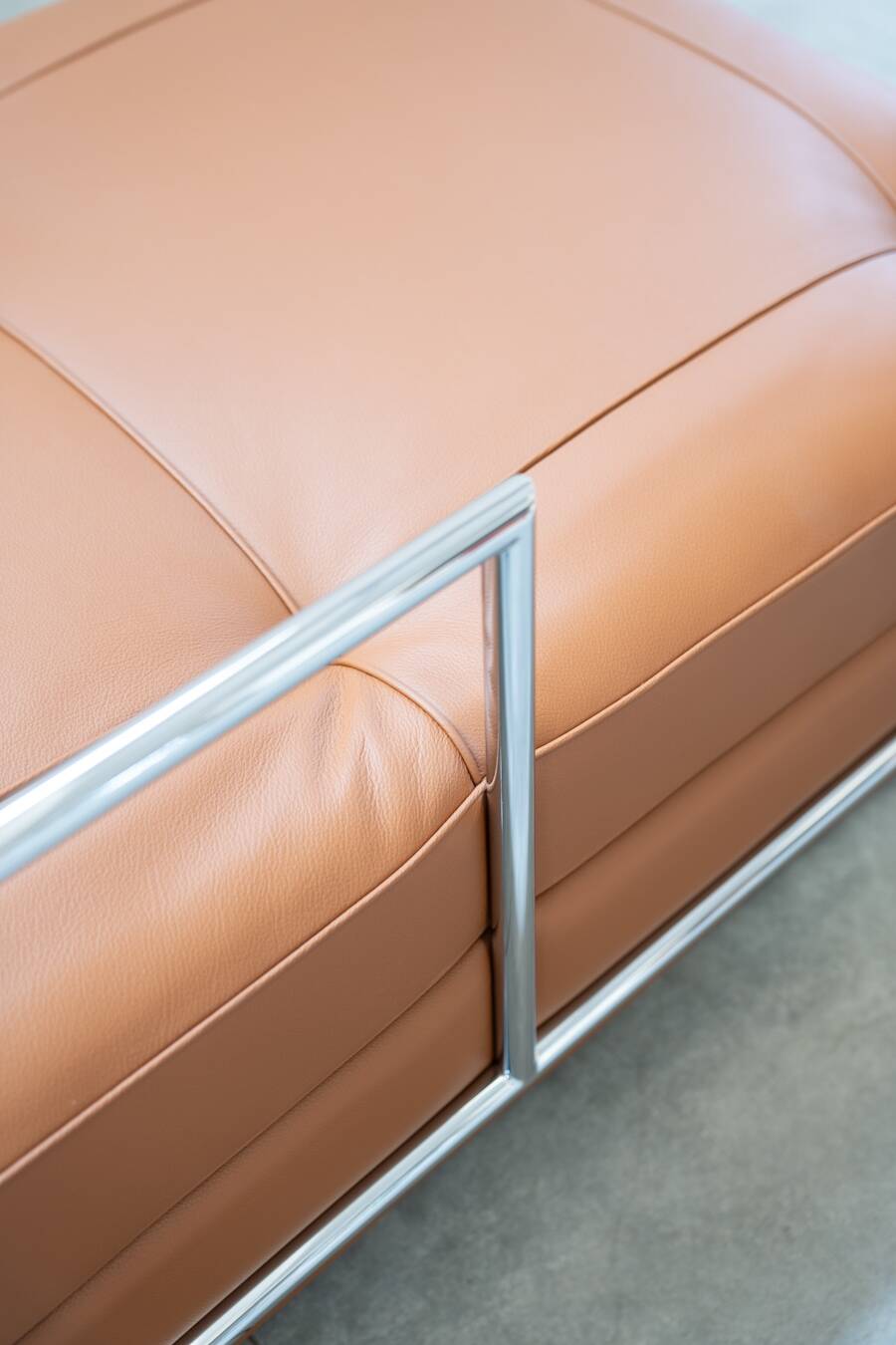 Cognac leather sofa bed, handmade by Eileen Gray, 1980/1990