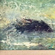 Vintage Seascape Oil Painting of Cornwall with Gold Frame