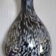 Vase vintage, design moderniste, brun reflets chrome tacheté blanc 25 cm