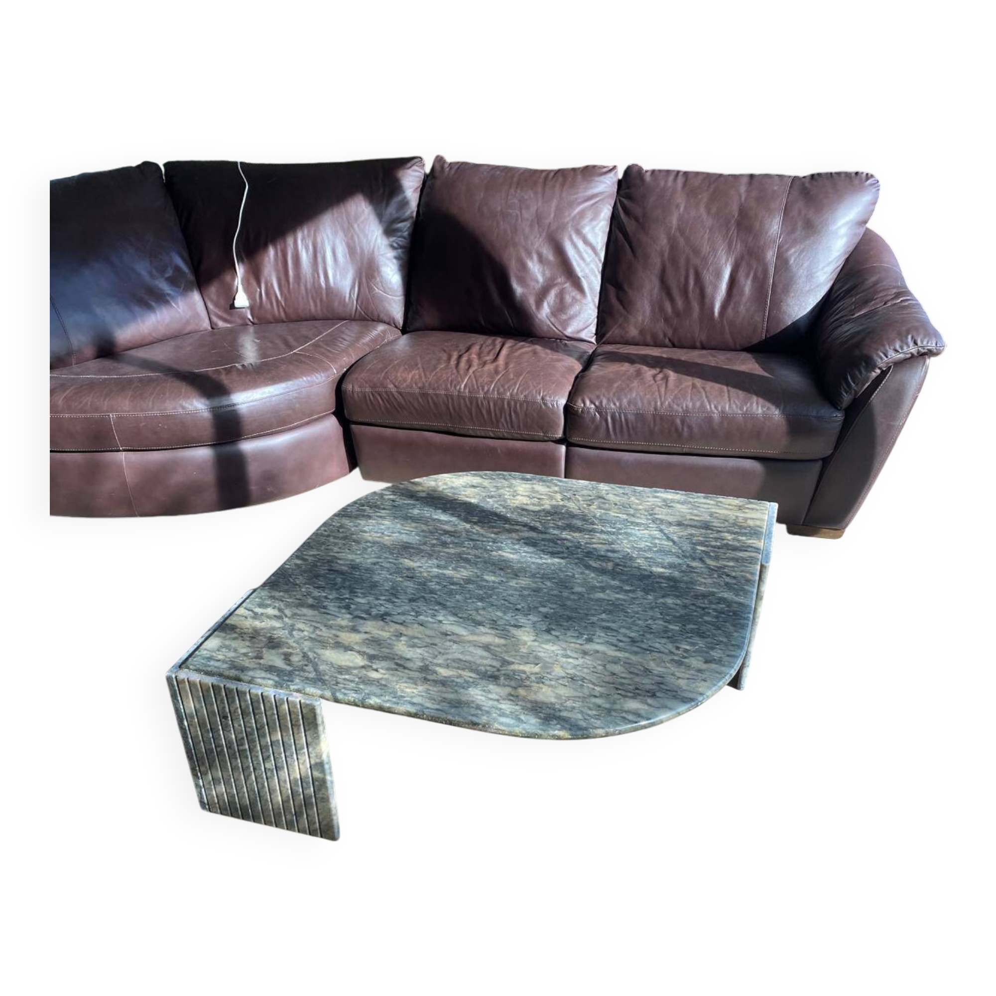 Roche Bobois marble coffee table, leaf, 70s