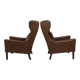 Paire de fauteuils danois vintage en cuir marron