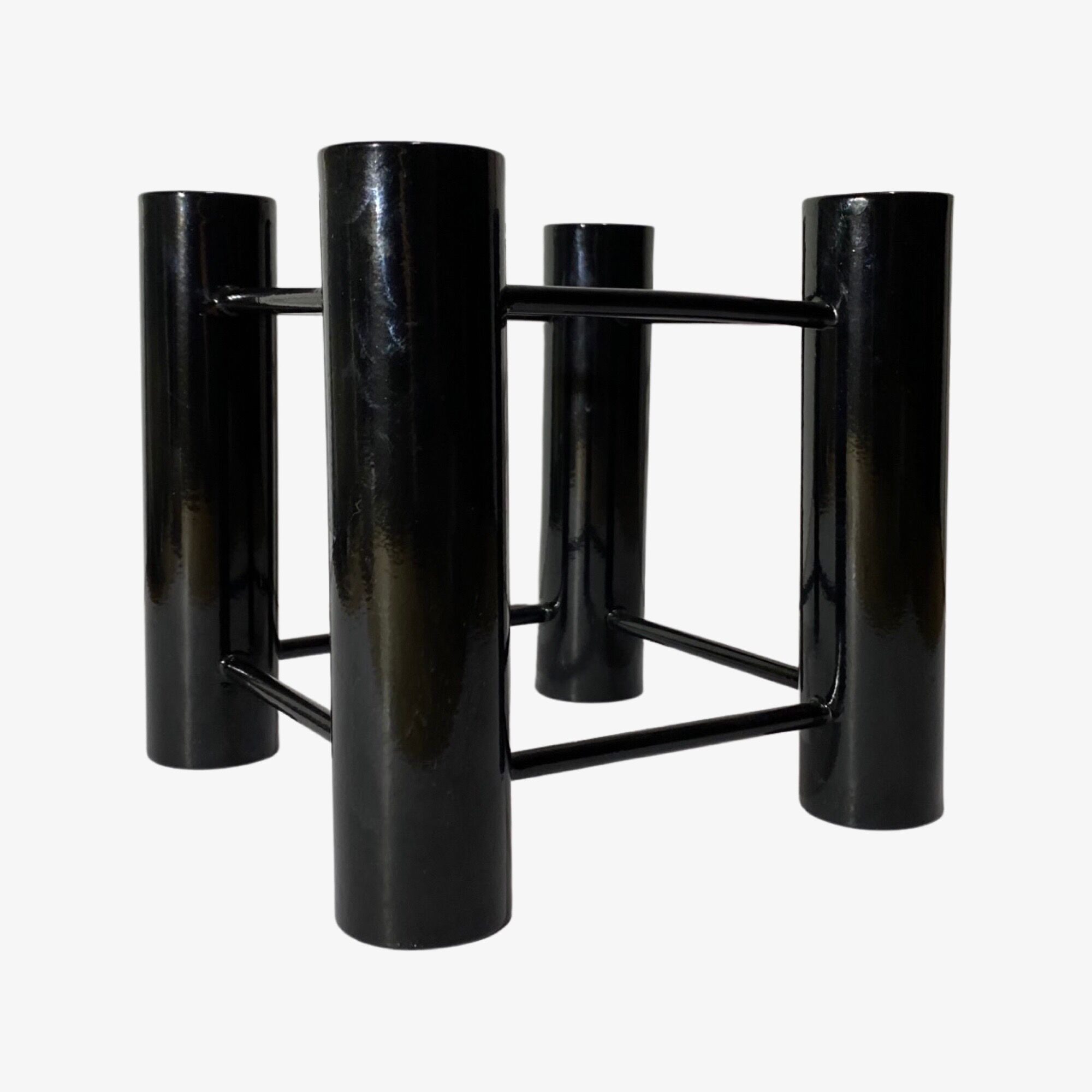 Black vintage candlestick holder from scandinavia | mid-century candleholder for high candles