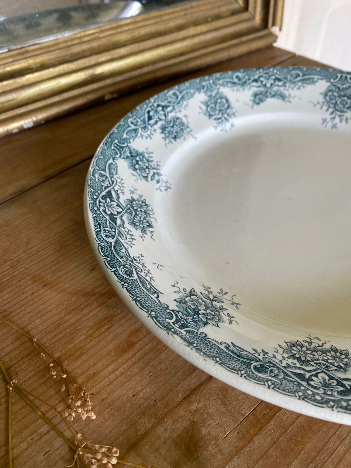 Old dessert service, compotier flat plates iron Prima Saint Amand