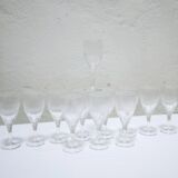 Series of 12 vintage red crystal wine glasses